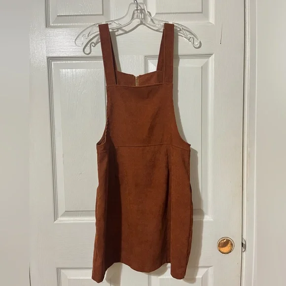Rust Orange Corduroy Overall Dress - Picture 2 of 2